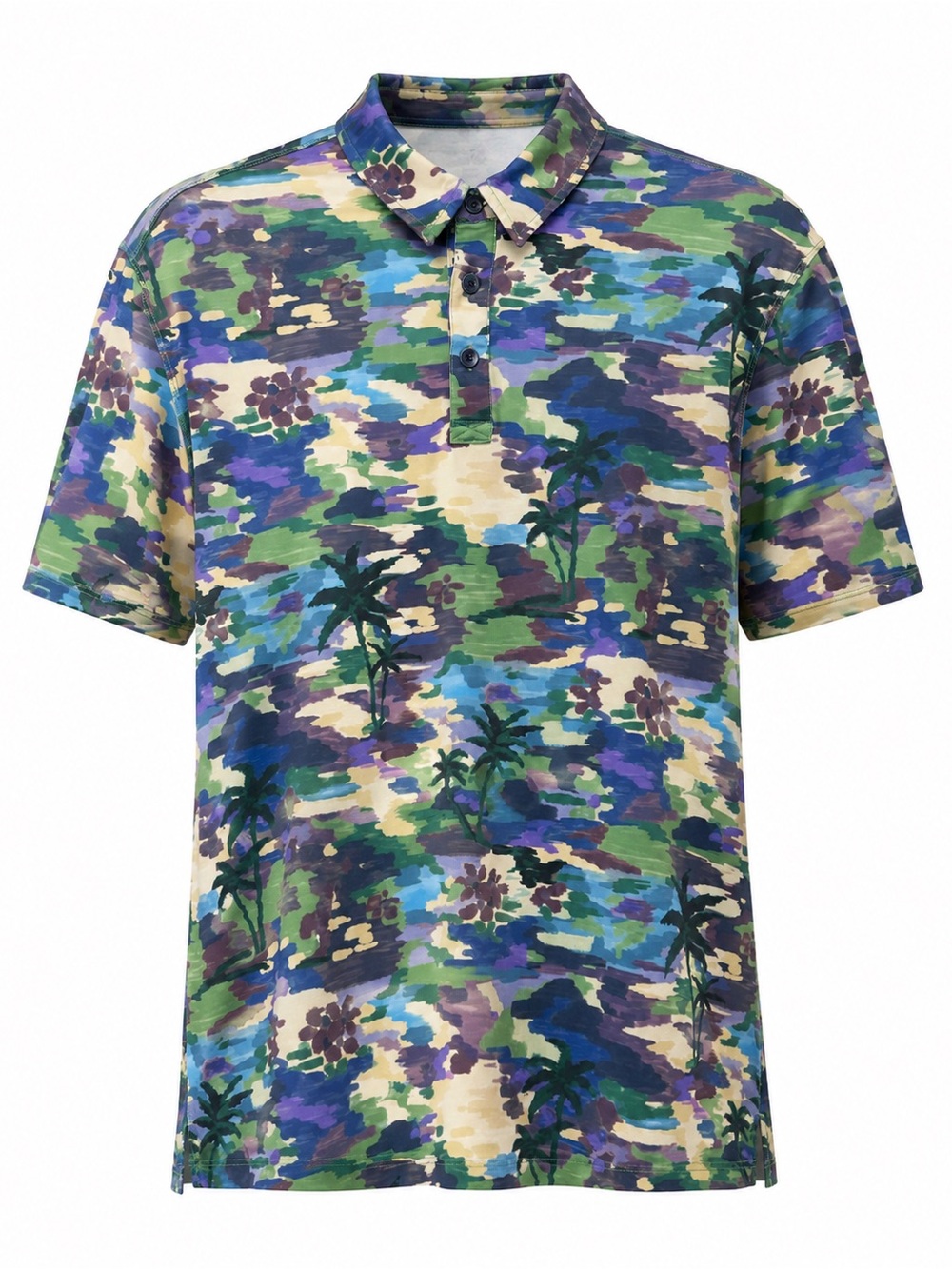 Kahala Mens Stretch Polo Athletic Performance Golfing Cooling Aloha Shirt Size M